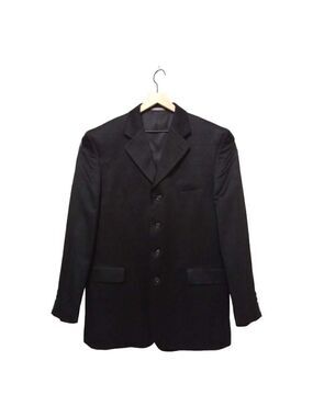 Vanetti Black Satin Window Pane Single Breasted Formal Blazer Sz 42L